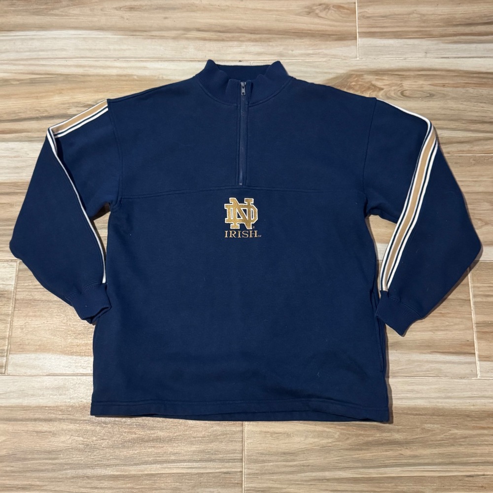 Vintage 90s Logo Athletic Notre Dame Fighting Irish 1/4 Zip Pullover Sweatshirt